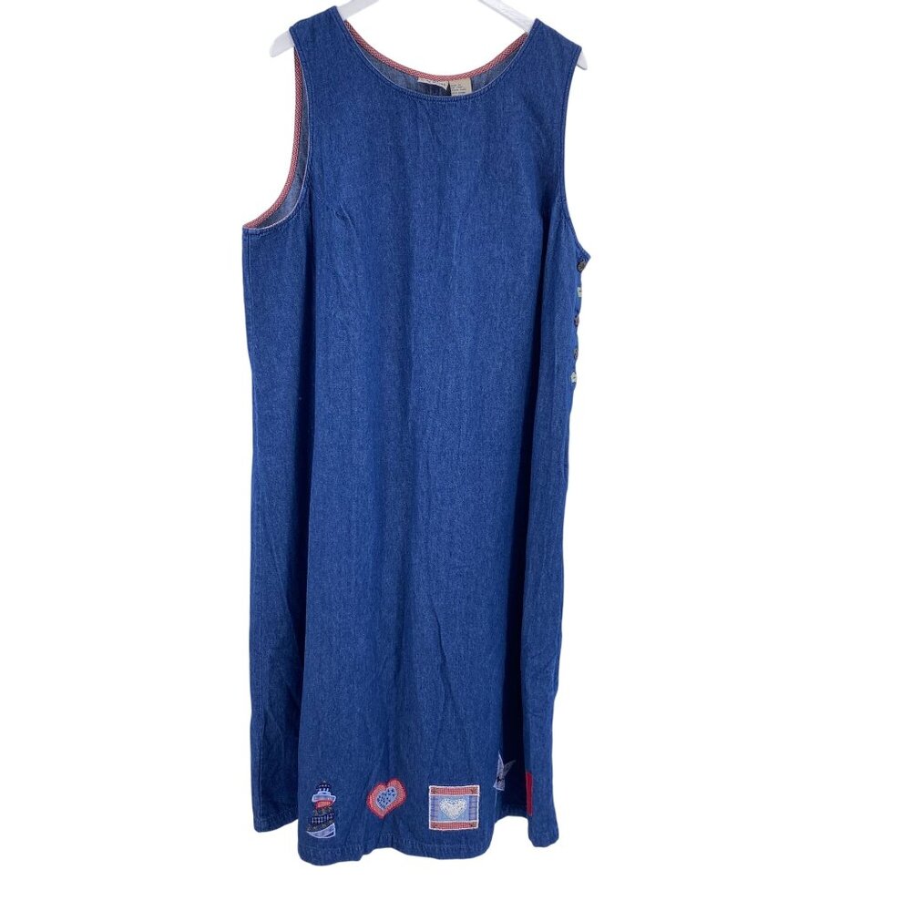 Vintage Koret City Blues Modest denim dress size 20W 1X patriotic 4th July Sleev